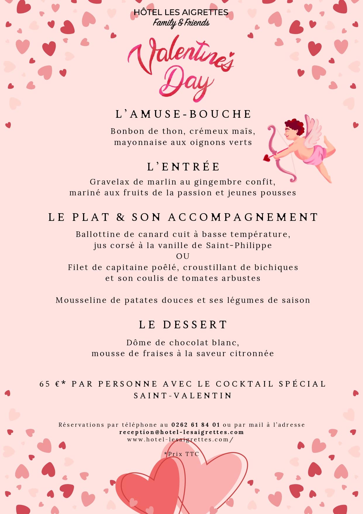 MENU DE LA SAINT-VALENTIN AUX AIGRETTES**